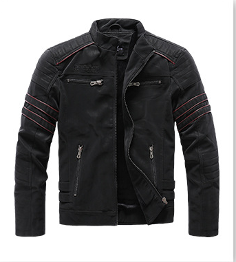 Chamarra Cuero Slim Biker - Negro