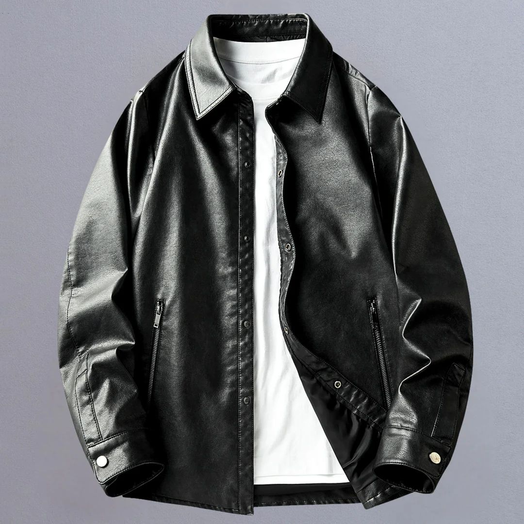 Chamarra Leather Relax Core - Marrón
