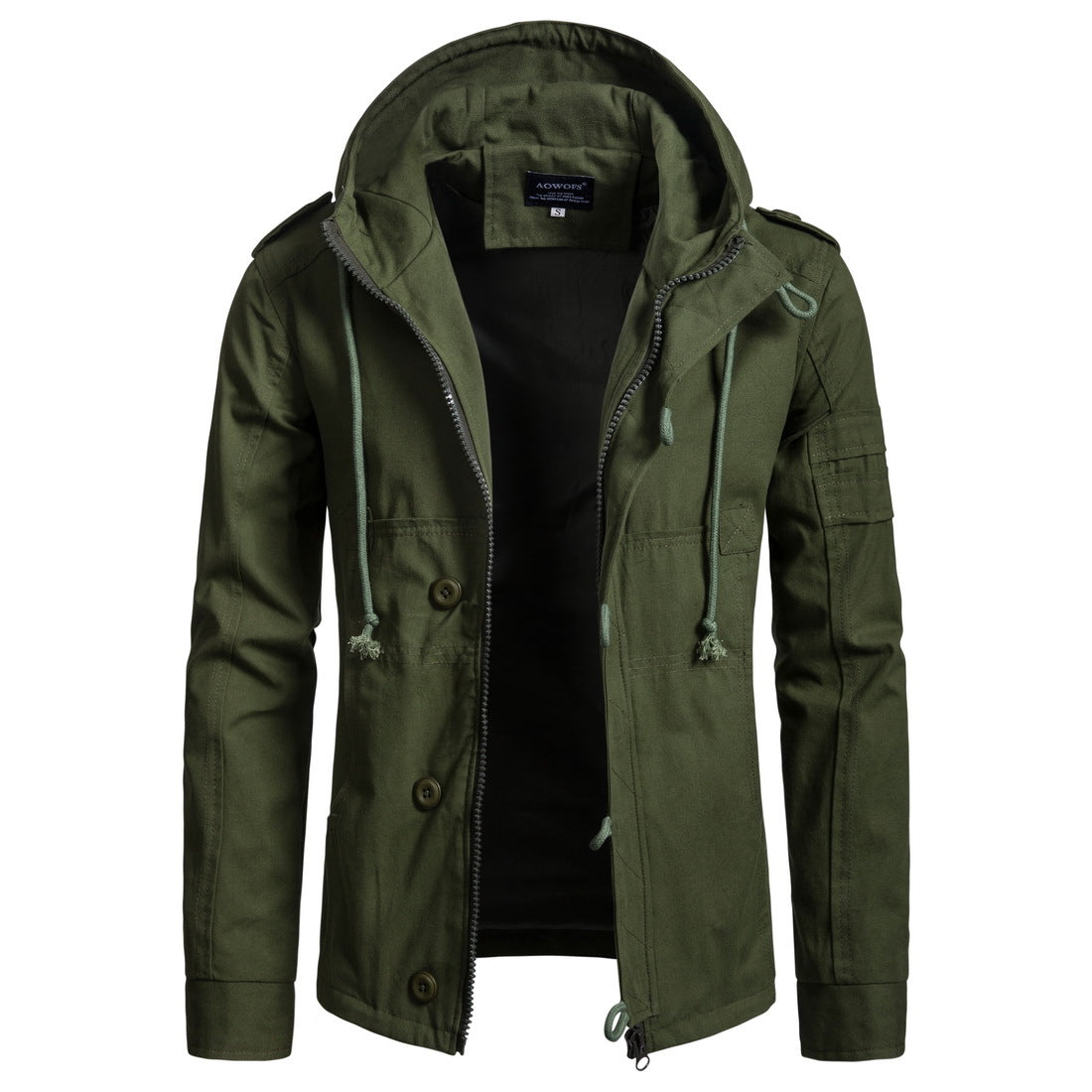 Chamarra Militar con Capucha - Negro