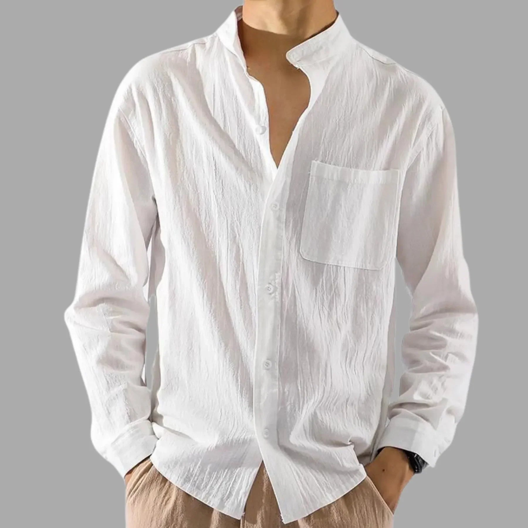 Camisa de Lino Holgada Driftwood – Blanco