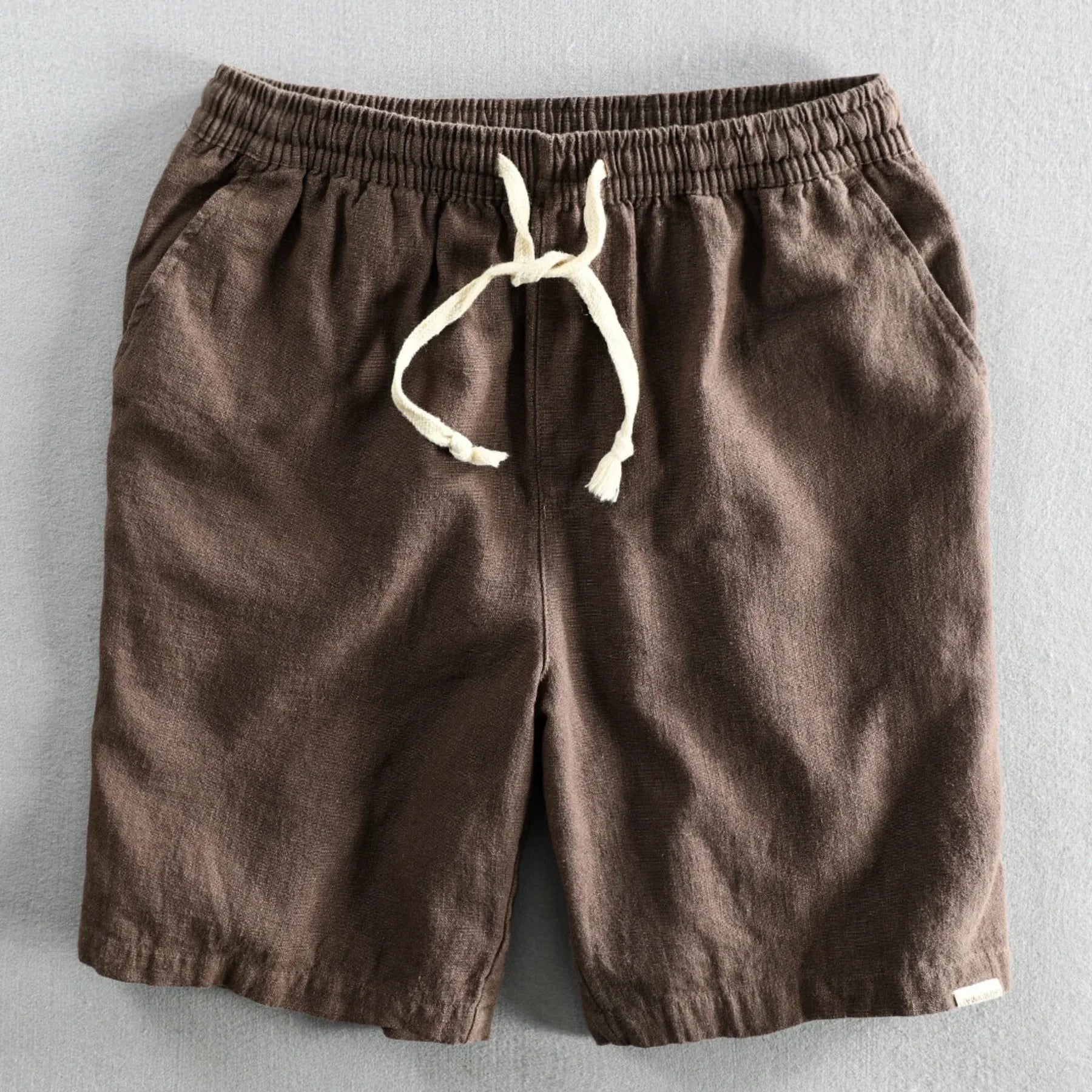Shorts de Algodón-Lino con Cordón Coastline – Marrón Moca