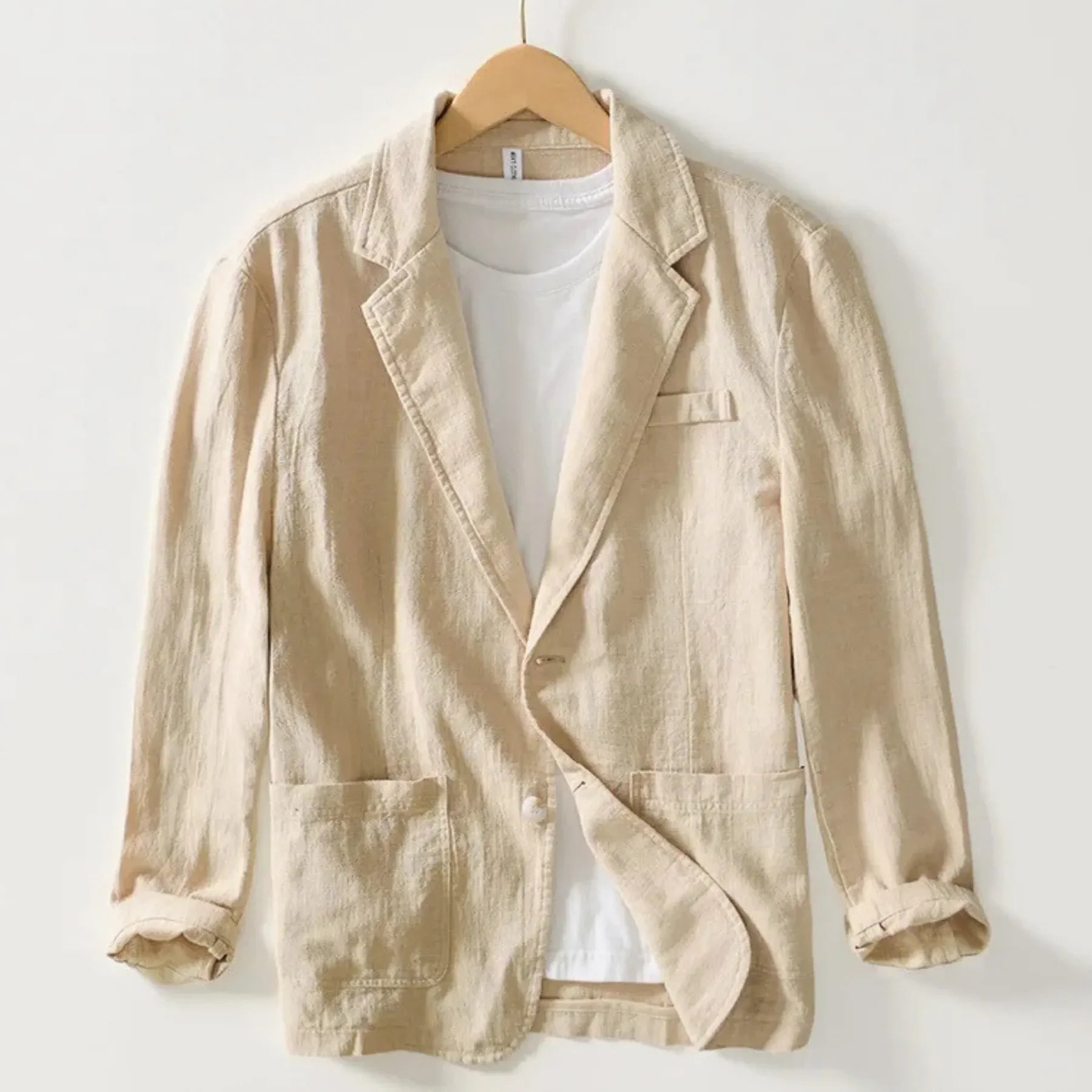 Blazer Slim de Algodón-Lino Westport – Beige Arena