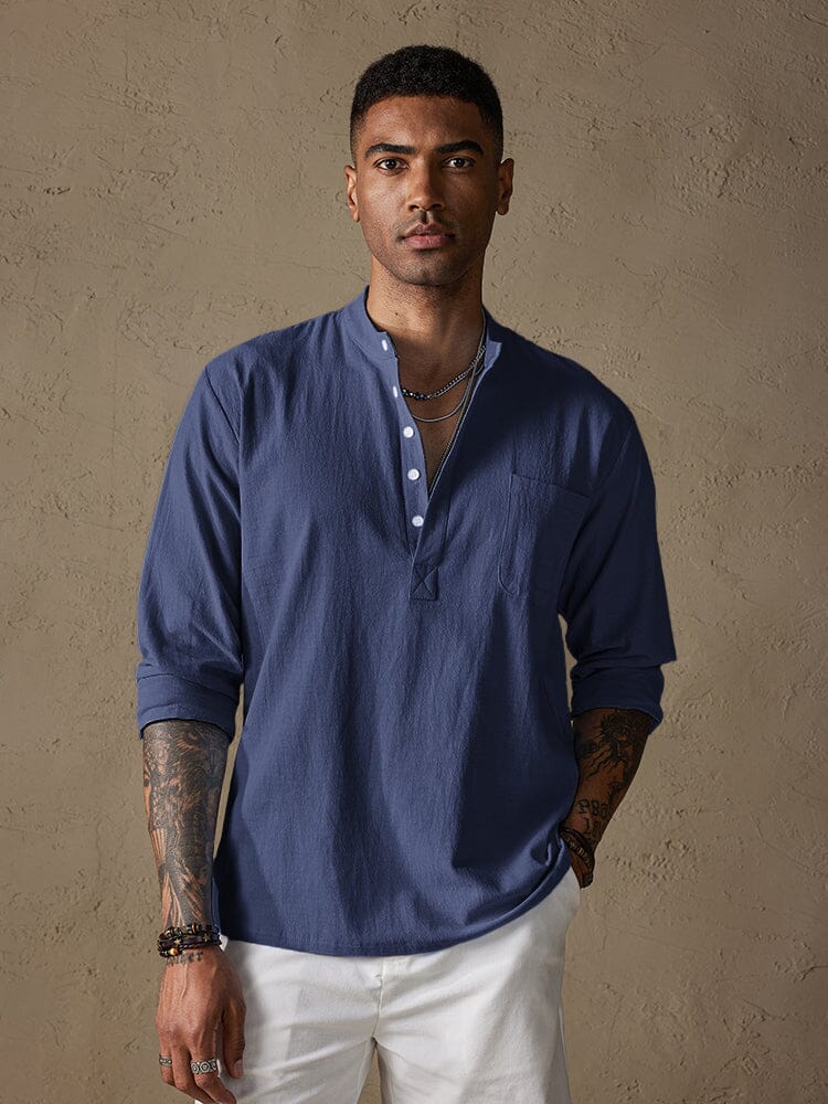 Camisa de Lino con Botones - Rojo