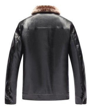 Chaqueta de Cuero Forrada Cuello Alto