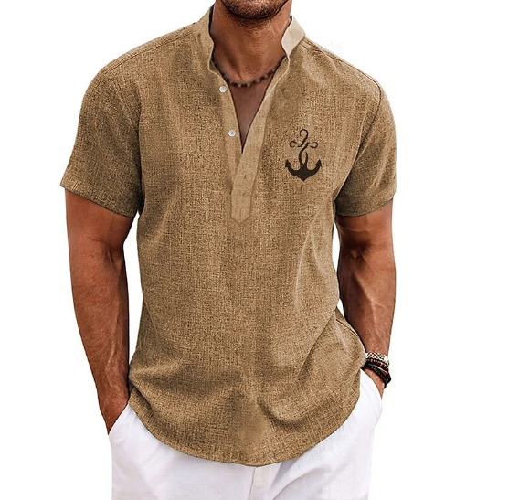 Camisa Casual de Manga Corta - Rojo