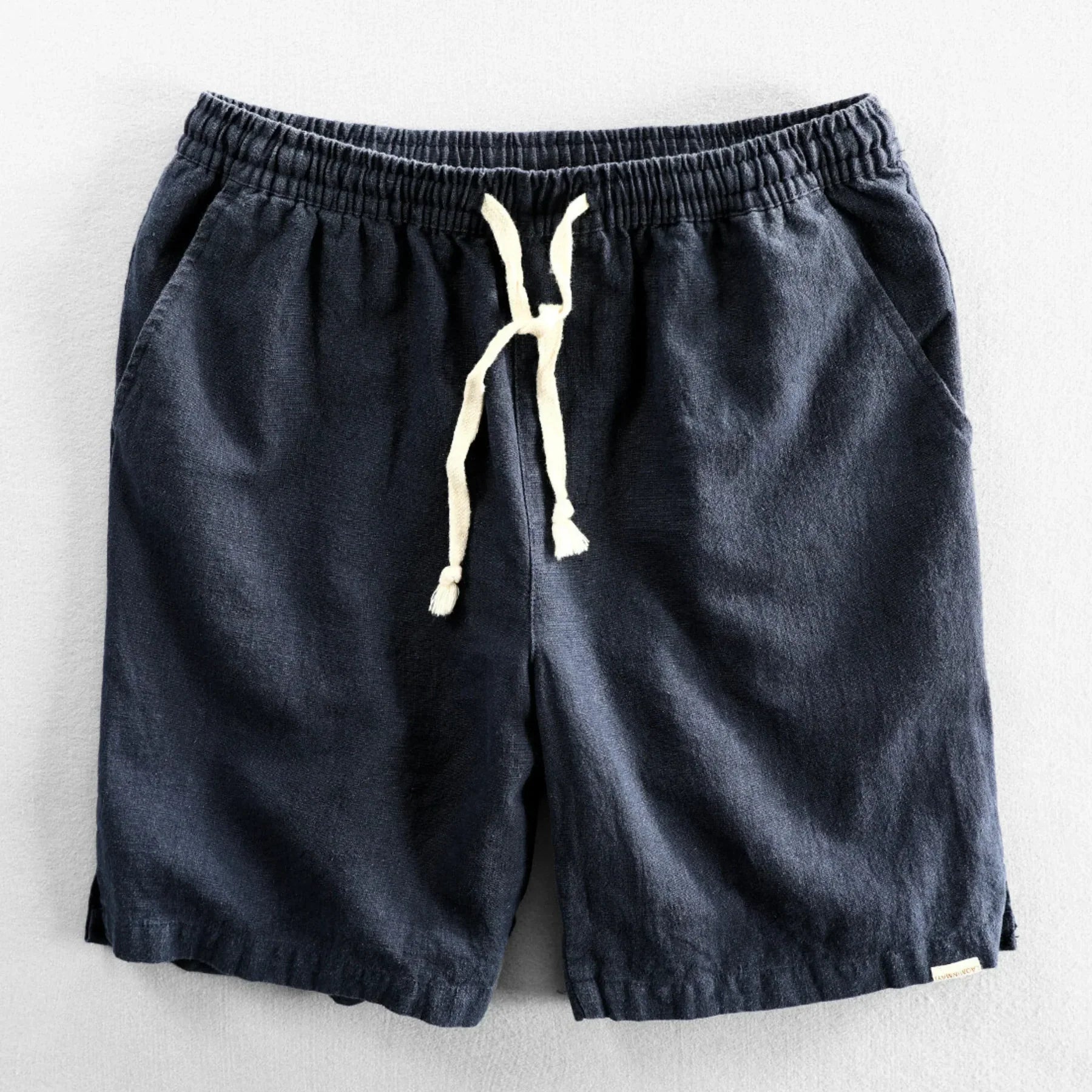 Shorts de Algodón-Lino con Cordón Coastline – Azul Marino