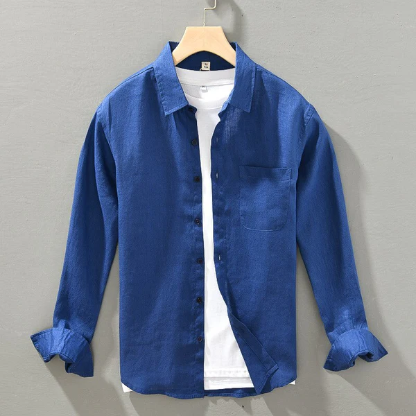 Camisa de Lino Manga Larga Harbor – Azul Real