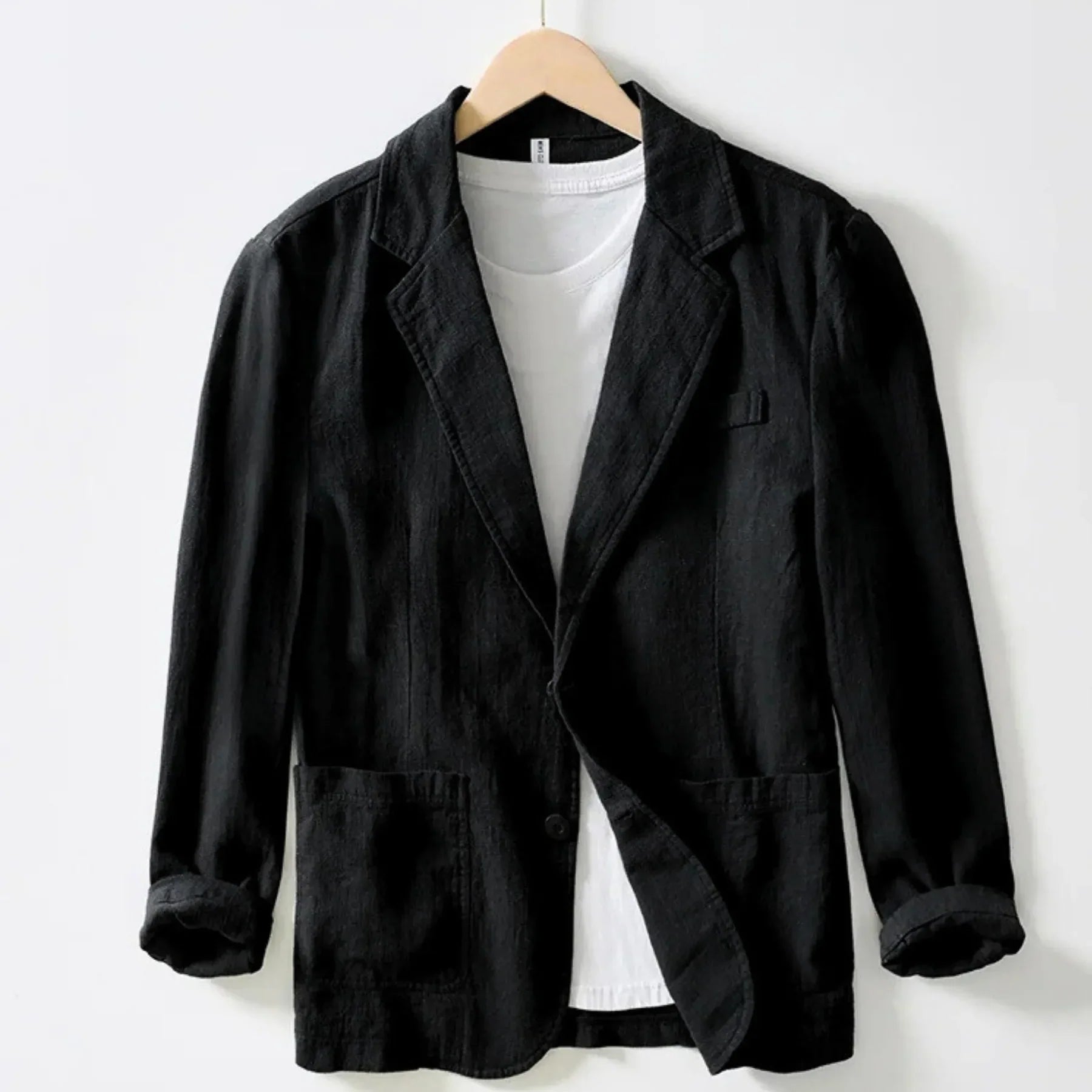 Blazer Slim de Algodón-Lino Westport – Negro