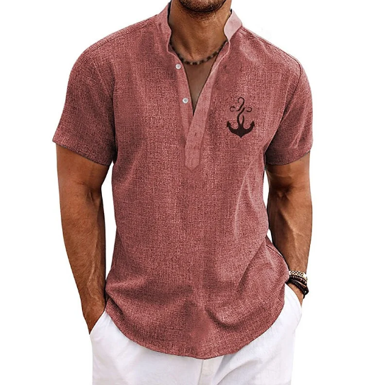 Camisa Casual de Manga Corta - Rojo
