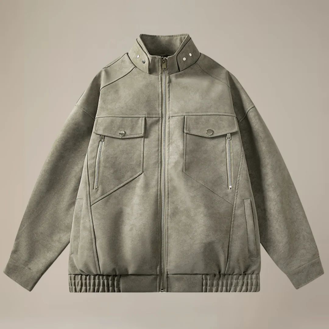 Chamarra Suede Front Zip Dalton - Gris