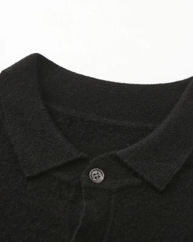 Suéter Polo de Cachemira – Negro