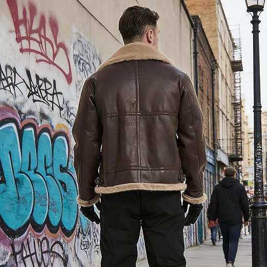 Chamarra Aviator Leon Leather Sherpa