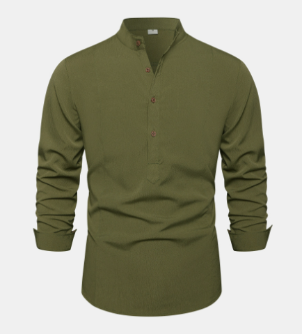 Camisa Venice de Algodón y Lino - Verde