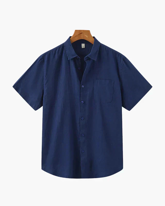 Camisa de Lino Manga Corta Breeze – Azul
