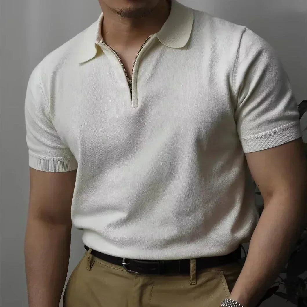 Quarter-Zip Polo Shirt – Blanco