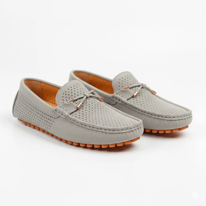 Mocasines Driver Perforados Piel - Gris