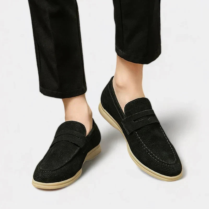 Old Money Gamuza Mocasines - Negro