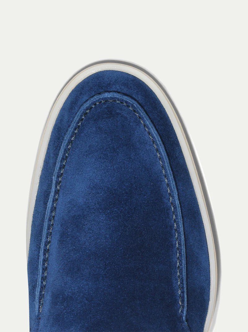 Mocasines de Ante con Suela Clara - Azul