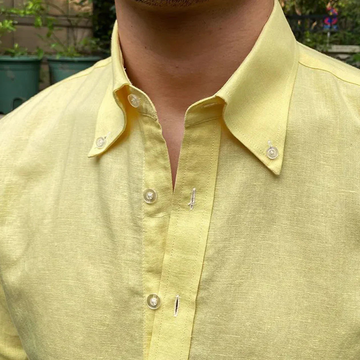 Camisa de Lino con Botones Capri – Amarillo