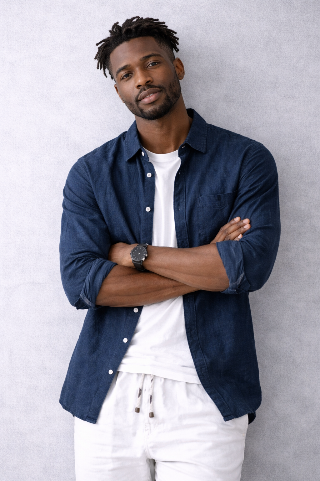 Camisa de Lino Manga Corta Coastal – Midnight Navy