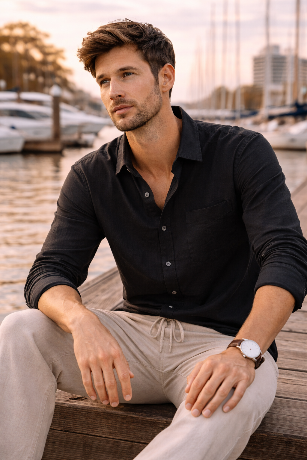 Camisa Linen Breeze – Negro