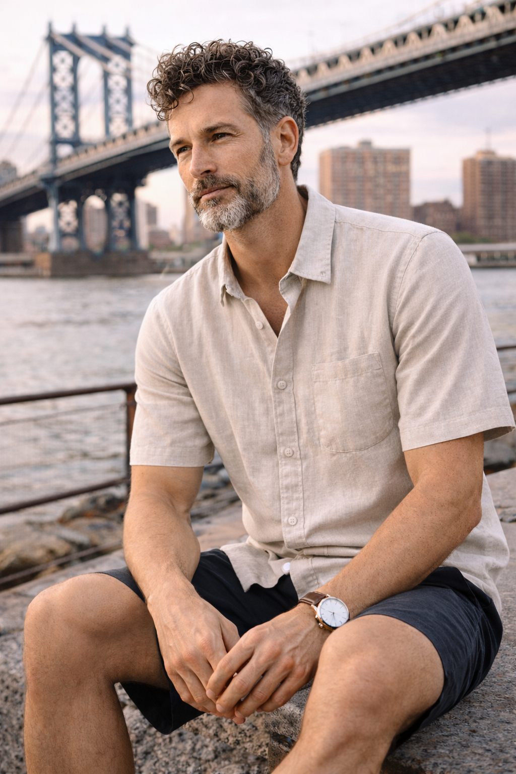 Camisa Clásica de Lino – Beige