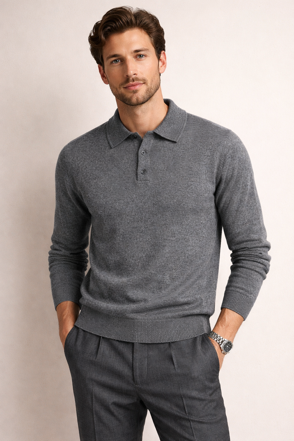 Polo de Punto Elegante – Gris