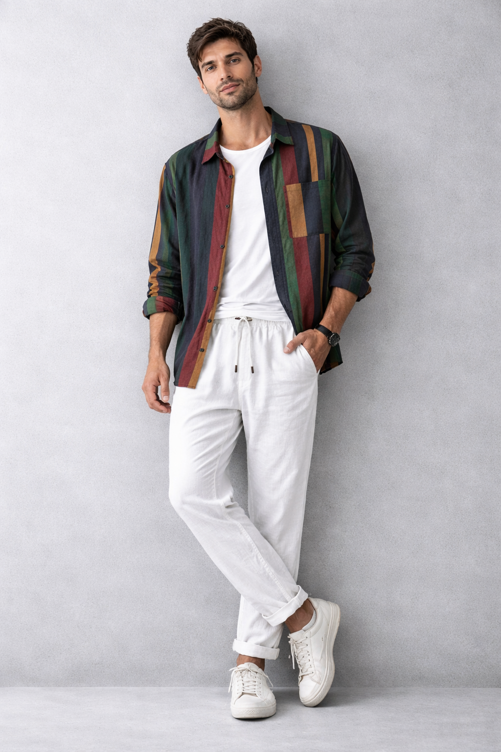 Camisa de Lino con Rayas Riviera – Multicolor