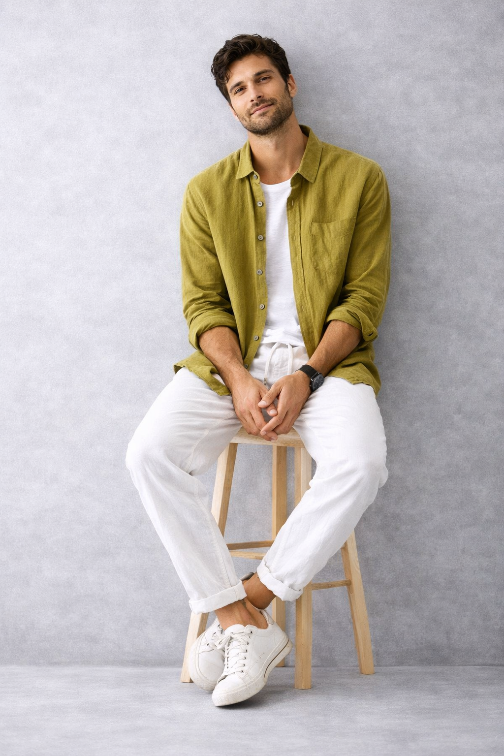 Camisa de Lino Manga Larga Harbor – Verde