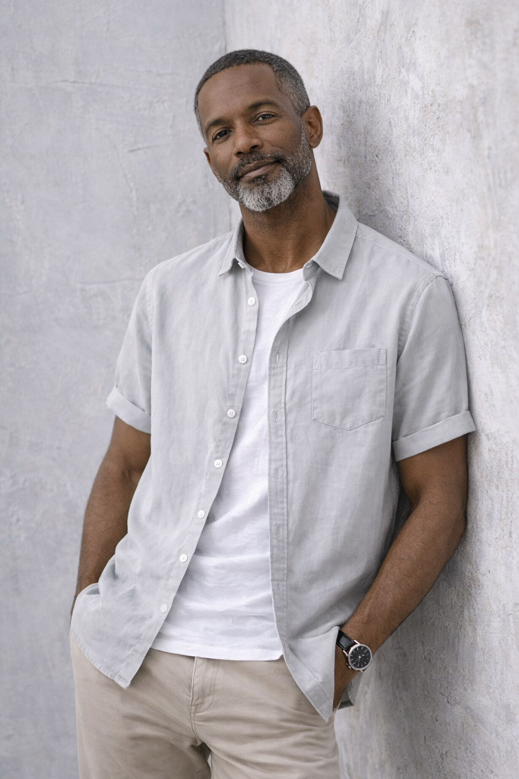 Camisa de Algodón-Lino Manga Corta Cove – Gris