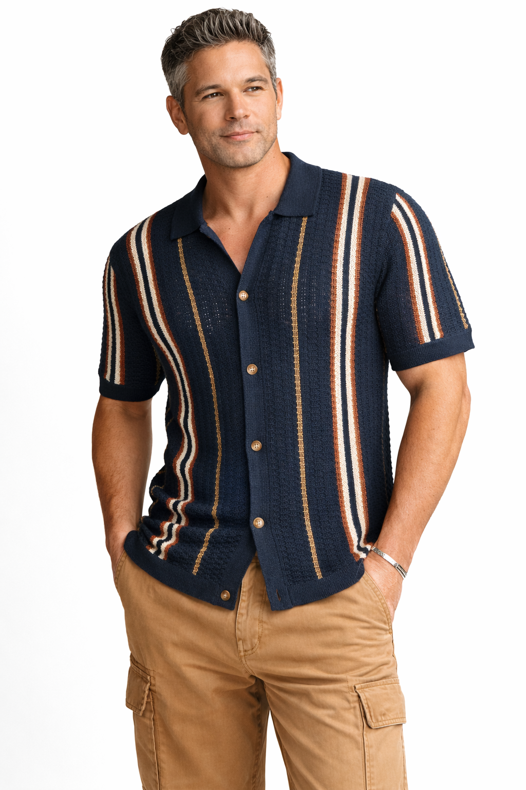 Camisa Polo de Punto y Crochet Capri – Azul Marino