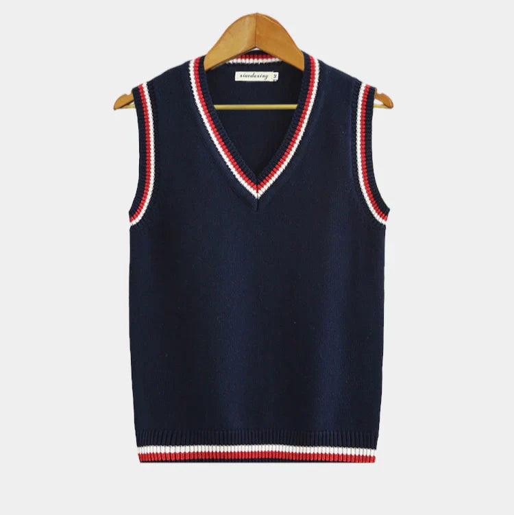 Chaleco de Punto Cricket Oxford – Azul/Rojo