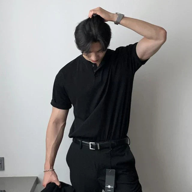 Polo Henley Regal – Negro