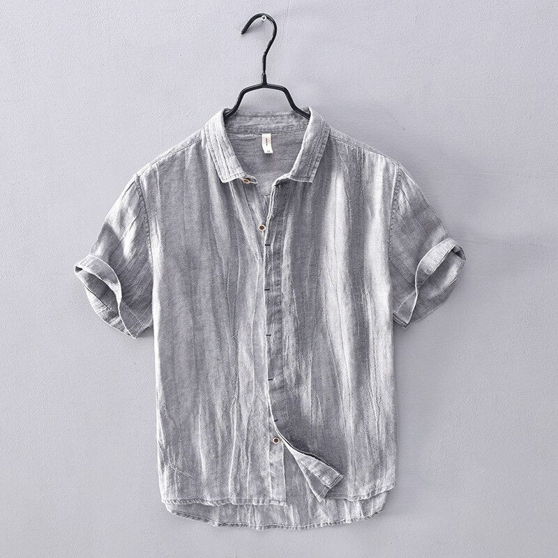 Camisa de Lino Manga Corta Coastal – Silver Grey