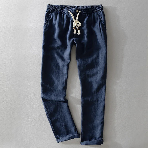 Pantalones de Lino con Cordón Breeze – Azul Marino