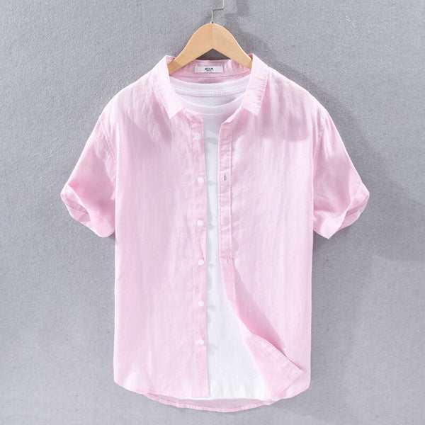 Camisa de Lino Manga Corta Coastal – Rosa