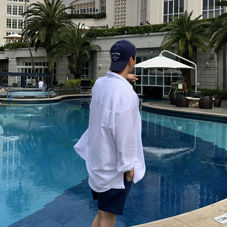 Camisa Exterior de Lino Riviera – Blanco