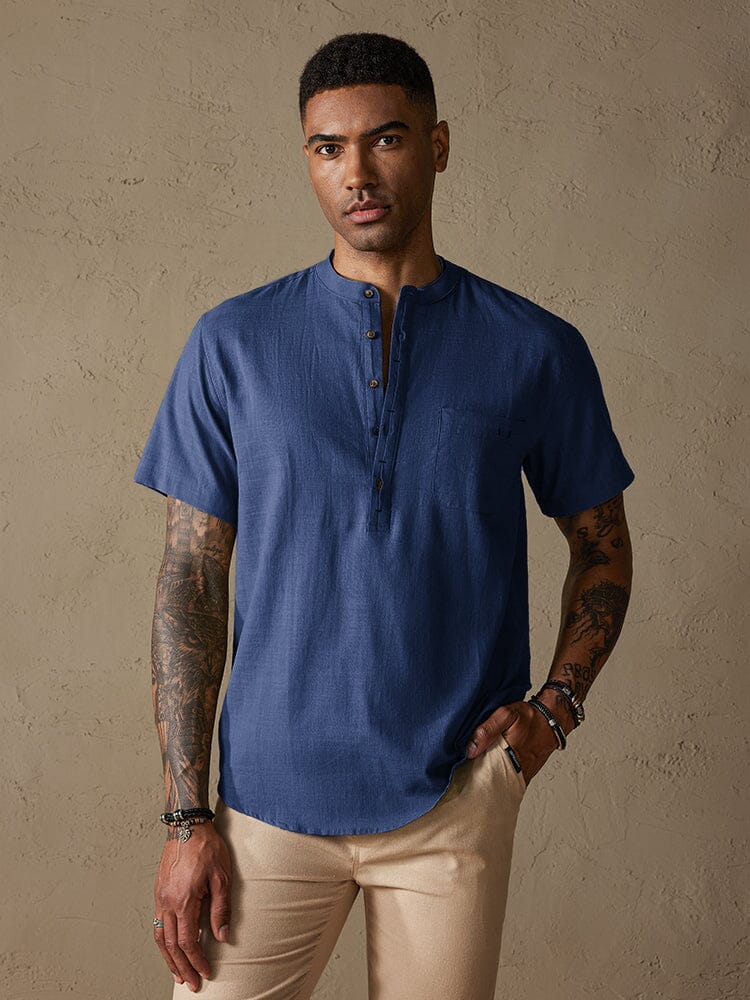 Camisa de Lino con Botones - Blanco