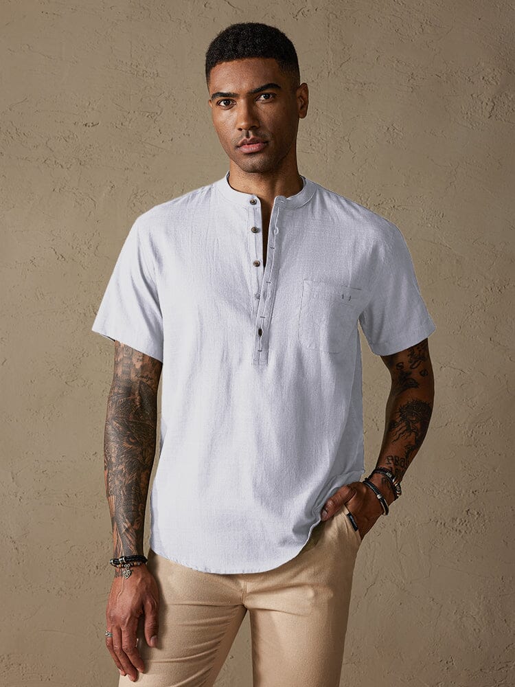 Camisa de Lino con Botones - Cúrcuma
