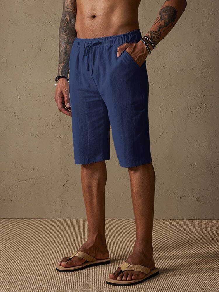 Shorts Rectos con Cordón - Crema