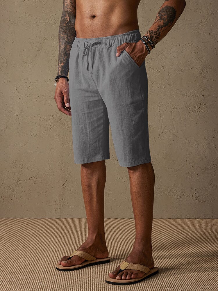 Shorts Rectos con Cordón - Azul Marino