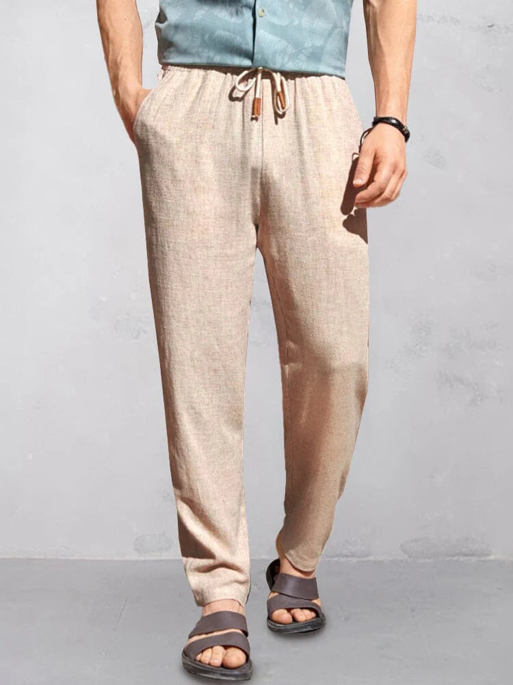 Pantalones de Lino Rectos - Azul marino