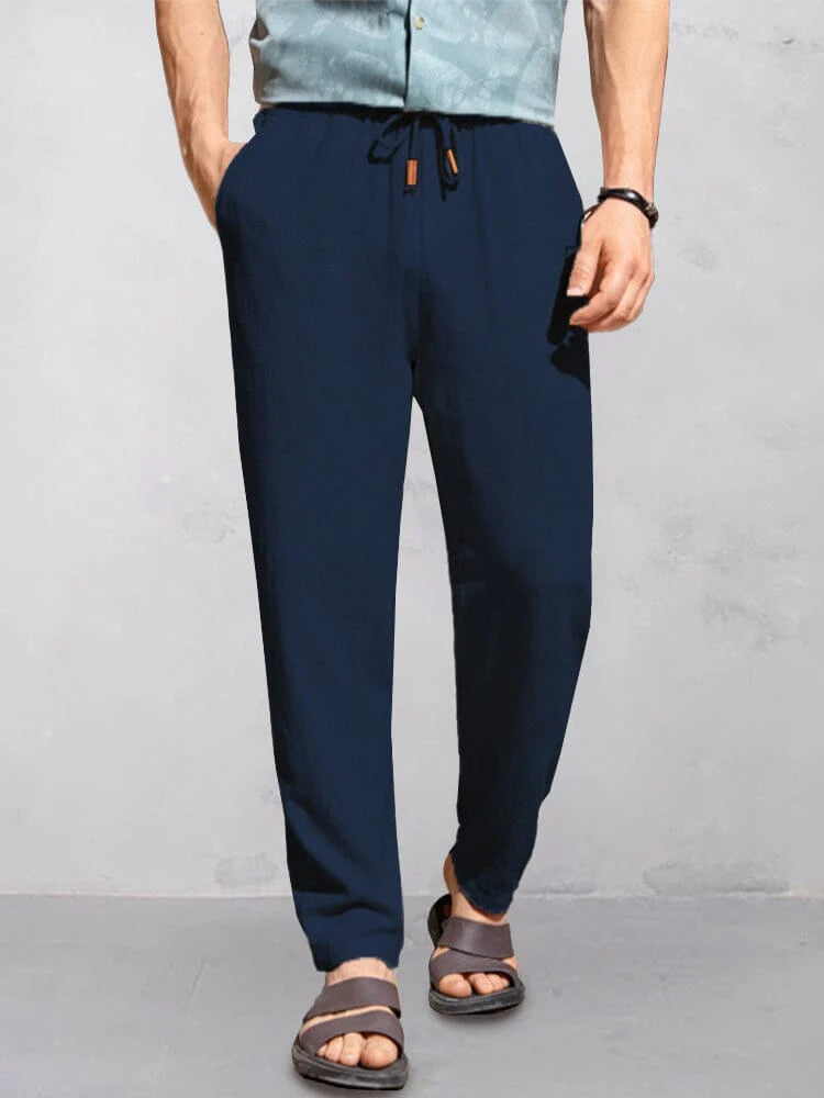 Pantalones de Lino Rectos - Blanco