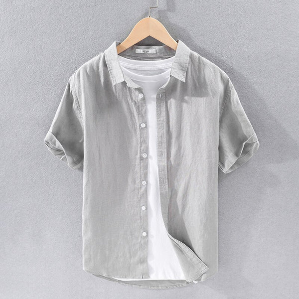 Camisa de Lino Manga Corta Coastal – Gris