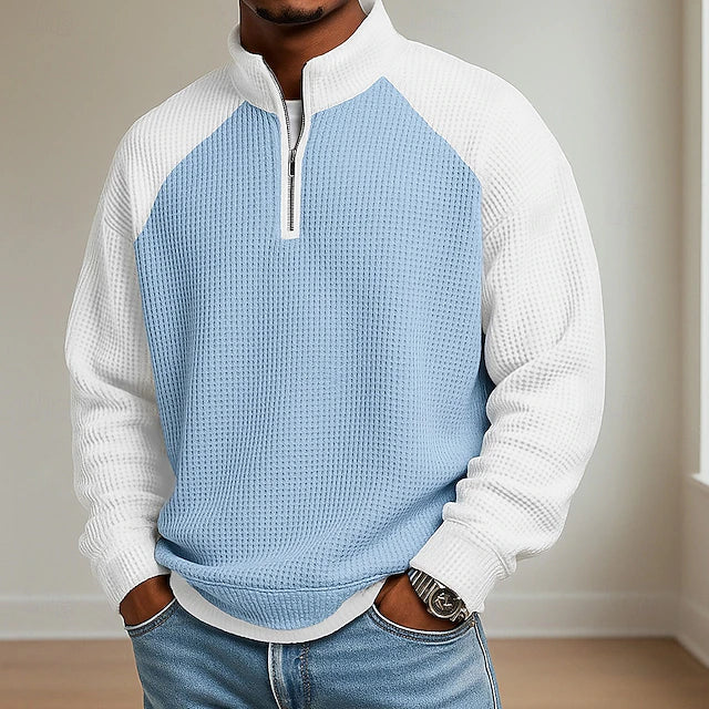 Polo Waffle de Manga Larga Northfield - Azul