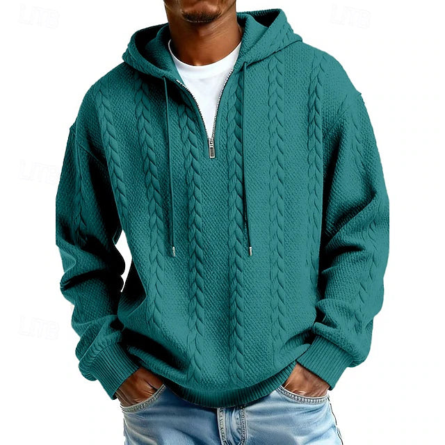 Sudadera con Capucha Jacquard Quarter Zip Haven - Azul-verde
