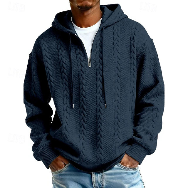 Sudadera con Capucha Jacquard Quarter Zip Haven - Azul marino