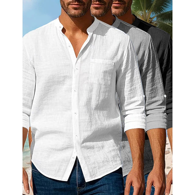 Conjunto Camisas Lino Brisa Riviera - Preto + Azul + Cinza