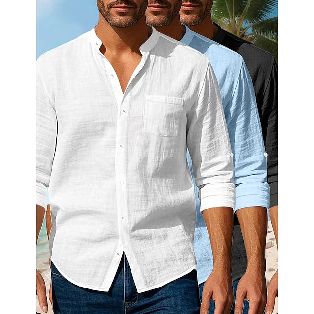 Conjunto Camisas Lino Brisa Riviera - Azul + Azul Marinho + Cáqui