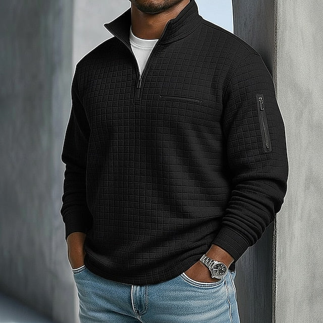 Polo Waffle Quarter Zip Active Field - Negro